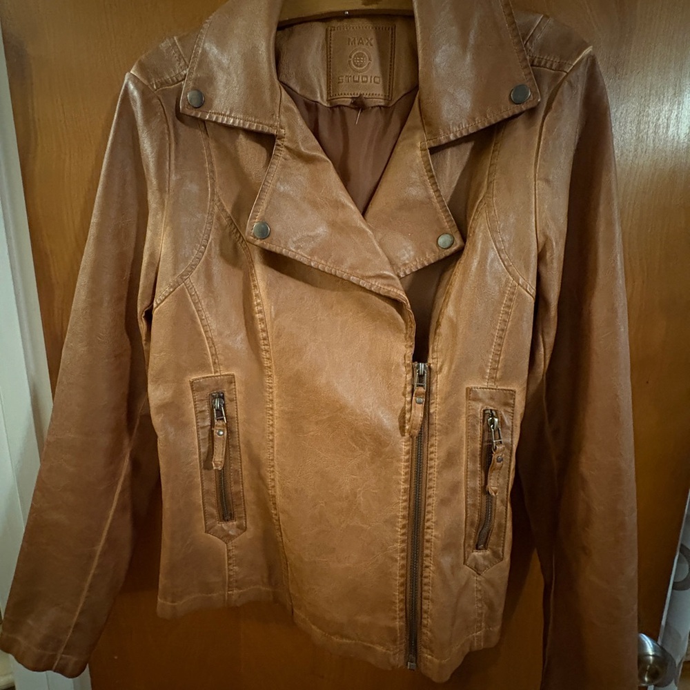 Max Studio Tan Faux Leather Jacket